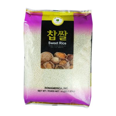 ROM AMERICA Sweet Sticky Glutinous Short Grain White Rice for Asian Cooking and Desserts - Thai Mango Sticky Rice, Sweets, Pudding, Tteok Rice Cake, Mochi, Coconut Rice -  - 4 Pound (Pack of 1)