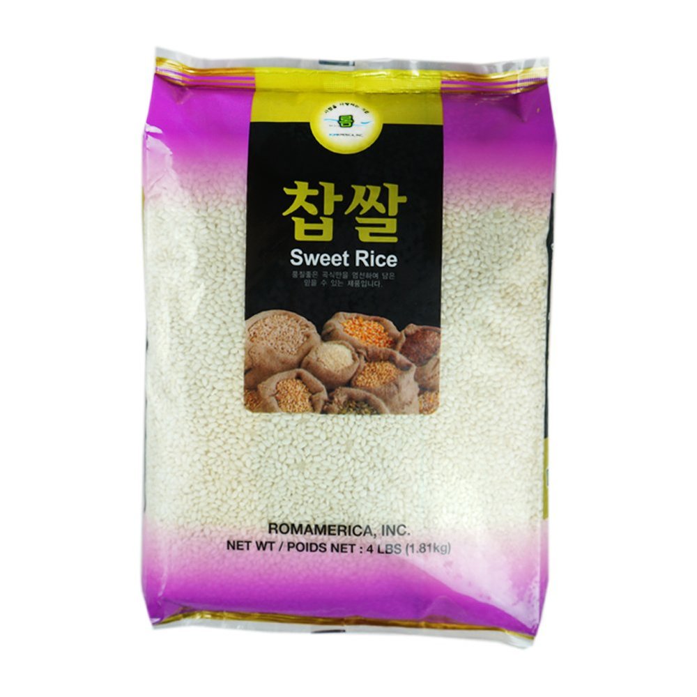 ROM AMERICA Sweet Sticky Glutinous Short Grain White Rice for Asian Cooking and Desserts - Thai Mango Sticky Rice, Sweets, Pudding, Tteok Rice Cake, Mochi, Coconut Rice -  - 4 Pound (Pack of 1)