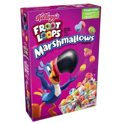 Kelloggs Froot Loops Breakfast Cereal with Fruity Shaped Marshmallows, Low Fat, 12.6 oz Box