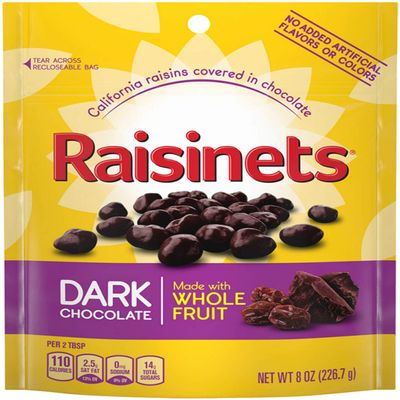 Dark Chocolate Raisinets, Ferrero Valentine's Day Candy Stand Up Reclosable Bag, 8 Ounce
