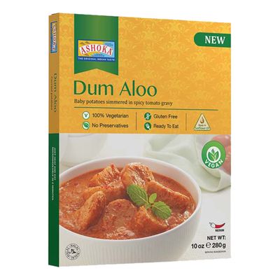 Ashoka Real Indian Meals 1932, Vegan Potato Curry, Ready to Eat Dum Aloo, All-Natural Instant Meals, Healthy Work Lunch, Kosher Certified, Gluten-Free, and with No Preservatives, Pack of 1
