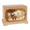 Wood Cremation Urn - Oak Mule Deer Hampton view 1