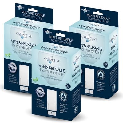 CareActive Men's Reusable Incontinence Briefs, 3X-Large, White - 1/Pack of 3 Pair