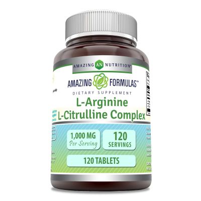 Amazing Formulas L-Arginine/L-Citrulline Complex 1000mg 120 Tablets Supplement| Non-GMO | Gluten Free | Made in USA