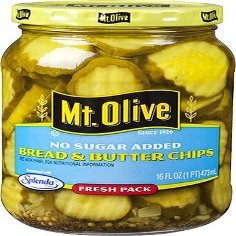 Mt. Olive Bread & Butter Chips, No Sugar Added 16 Oz (Pack of 3) by Mt. Olive