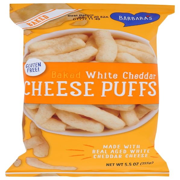 Barbara's Cheese Puffs, Baked White Cheddar, 5.5 Ounce (Pack of 12) by BARBARA'S