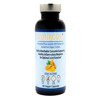 Vonacor, Highly Absorbable MicroActive Curcumin with Turmeric Oil Extract 500mg for Optimal Joint Health, Vegan, Non-GMO, Gluten-Free, 60 Vegan Capsules