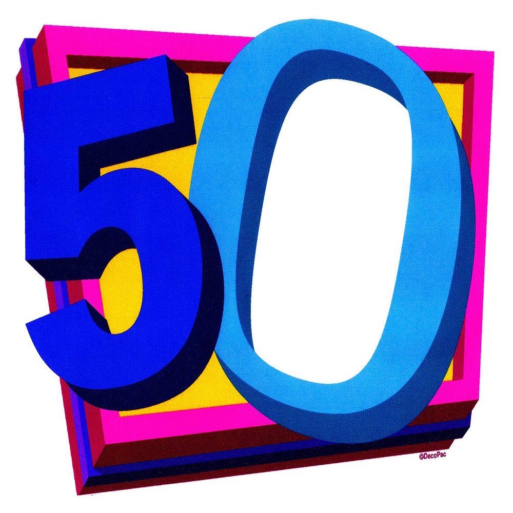 1/4 Sheet - 50th Birthday - Cake Photo Frame - Edible Cake/Cupcake Topper - D4072