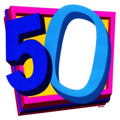 6" Round - 50th Birthday - Cake Photo Frame - Edible Cake/Cupcake Topper - D4072