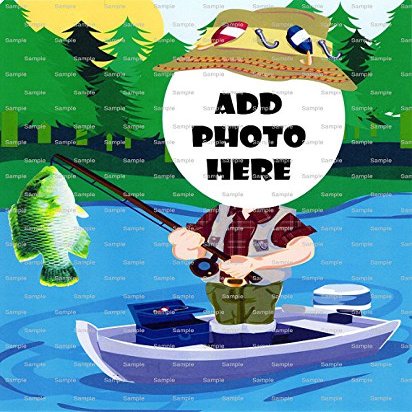 1/4 Sheet - Fisherman Birthday - Cake Photo Frame - Edible Cake/Cupcake Topper - D4674