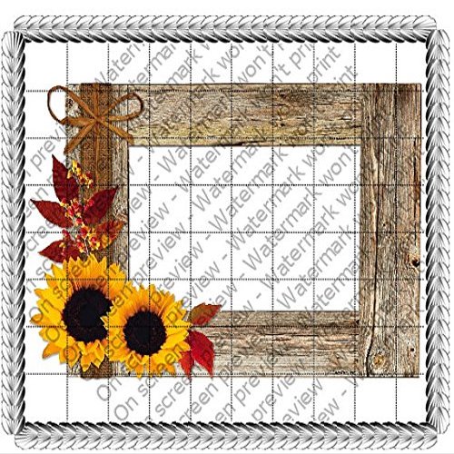 1/4 Sheet - Sunflower Wood Frame - Cake Photo Frame - Edible Cake/Cup Cake/Cupcake Topper - D21052