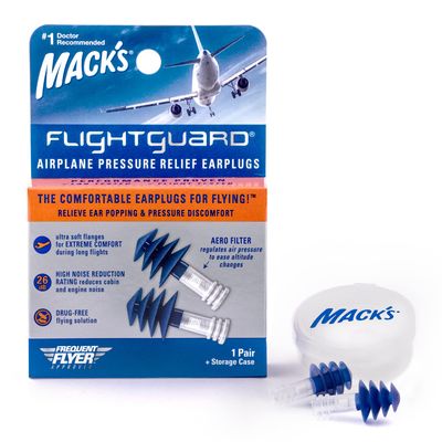 Macks Flightguard Airplane Pressure Relief Earplugs 26dB NRR, 33dB SNR Comfortable, Safe, Travel Ear Plugs for Flying Air Pressure Ear Pain, Ear Popping and Noise Reduction