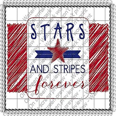 1/4 Sheet - Patriotic Stars and Stripes Forever - Edible Cake/Cupcake Topper - D1436