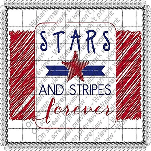 1/4 Sheet - Patriotic Stars and Stripes Forever - Edible Cake/Cupcake Topper - D1436