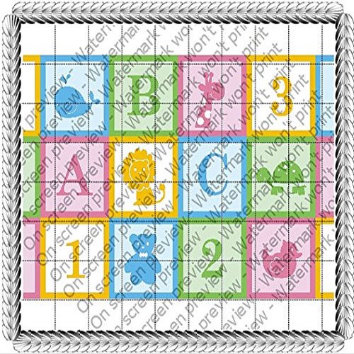 2" Round - Baby Blocks Baby Shower/Birthday - Edible Cake/Cupcake Topper - D20698