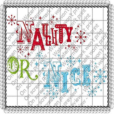 1/4 Sheet - Christmas Naughty List - Edible Cake/Cupcake Party Topper - D20707