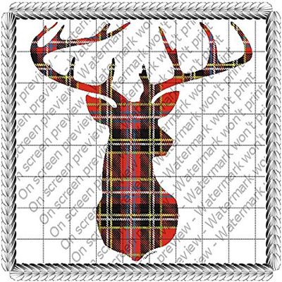 1/8 Sheet - Plaid Deer Birthday - Edible Cake/Cupcake Party Topper - D1505