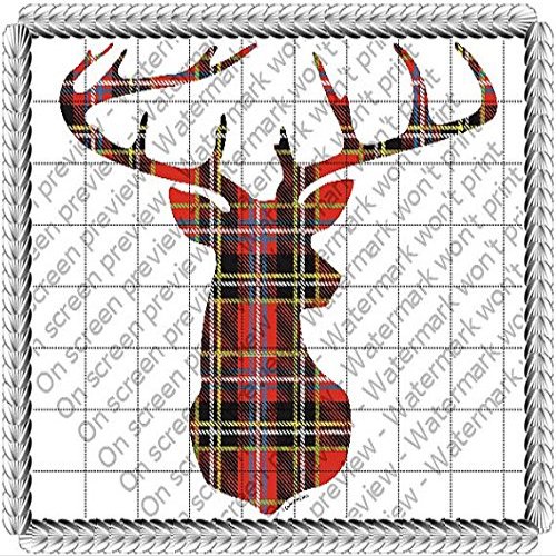 1/8 Sheet - Plaid Deer Birthday - Edible Cake/Cupcake Party Topper - D1505