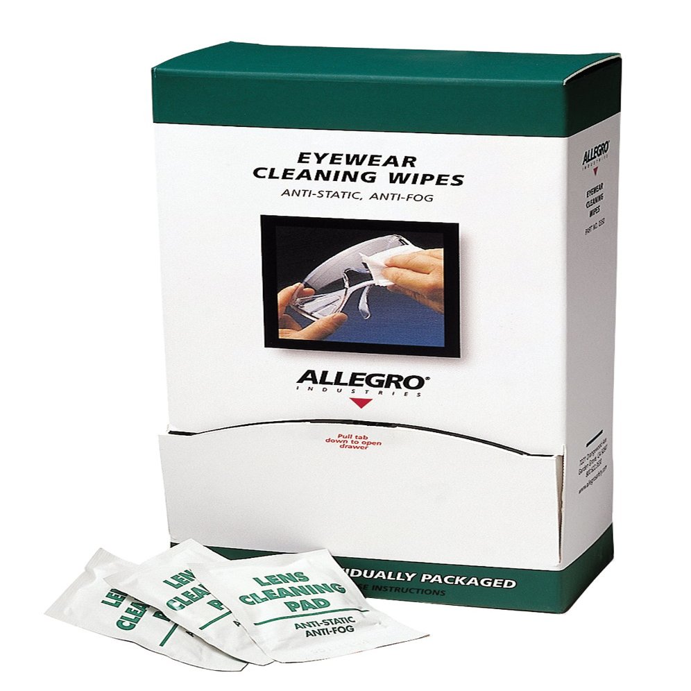 Allegro 0350 Eyewear Cleaning Wipes, 8" x 5" (Pack of 100)
