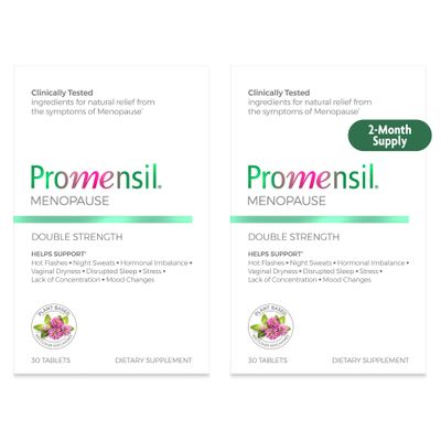 Promensil Menopause Double Strength Supplements for Women - Red Clover Isoflavones, Helps Support Hot Flashes, Night Sweats, Restlessness - 30 Count (Pack of 2)