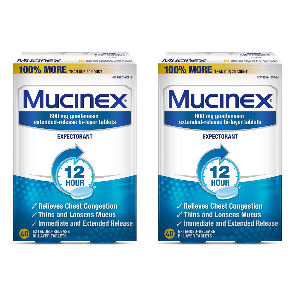 Mucinex 12 Hr Chest Congestion Expectorant, Tablets 40 ea (Pack of 2)