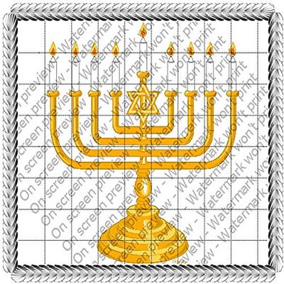 1/4 Sheet - Menorah - Edible Cake/Cupcake Party Topper - D215