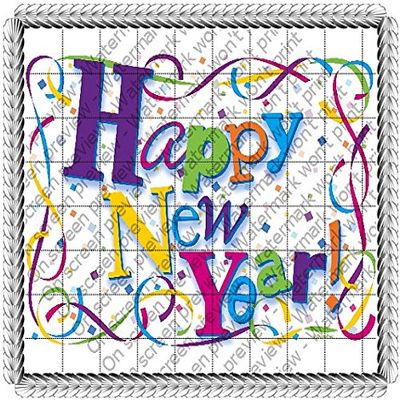 1/4 Sheet - New Year Confetti - Edible Cake/Cupcake Party Topper - D186