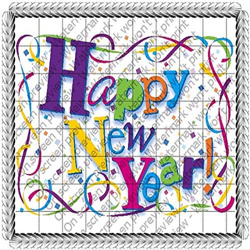 1/4 Sheet - New Year Confetti - Edible Cake/Cupcake Party Topper - D186