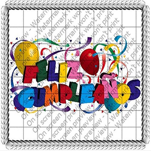 1/4 Sheet - Feliz Cumpleanos - Edible Cake/Cupcake Party Topper - D147