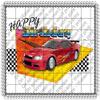 3" Round - Birthday Race Car - Edible Cake/Cupcake Party Topper - D1023 view 1
