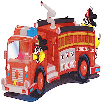 1/8 Sheet - Red Fire Truck Birthday - Edible Cake/Cupcake Party Topper - D746
