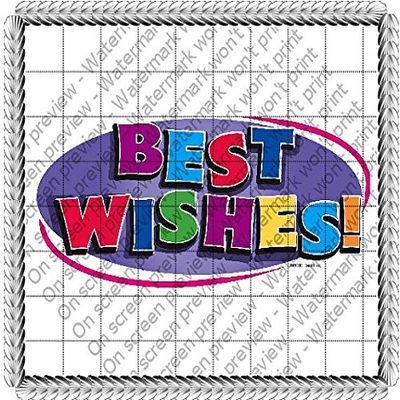 1/8 Sheet - Best Wishes Oval - Edible Cake/Cupcake Party Topper - D146