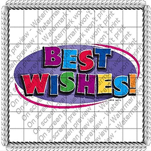 1/8 Sheet - Best Wishes Oval - Edible Cake/Cupcake Party Topper - D146