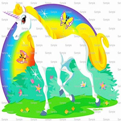3" Round - Unicorn Birthday - Edible Cake/Cupcake Party Topper - D710