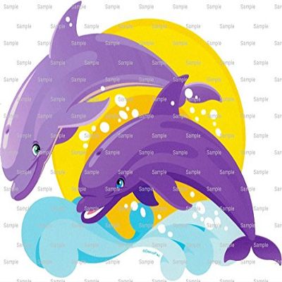1/4 Sheet - Cartoon Dolphins - Edible Cake/Cupcake Party Topper - D808