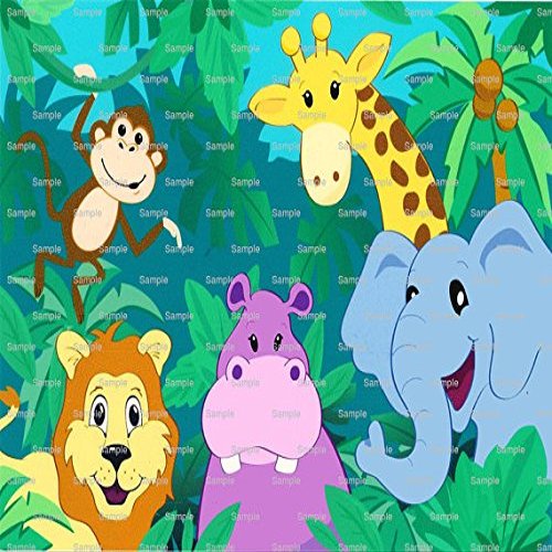3" Round - Baby Jungle Animals Birthday - Edible Cake/Cupcake Party Topper - D765