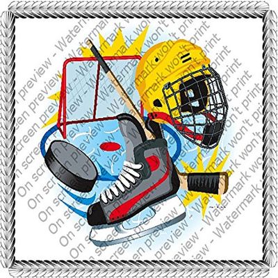 1/4 Sheet - Hockey Fan Birthday - Edible Cake/Cupcake Party Topper - D20369