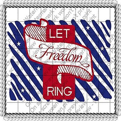 1/8 Sheet - Patriotic Let Freedom Ring - Edible Cake/Cupcake Party Topper - D21382