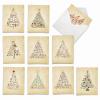 The Best Card Company - 10 Blank Christmas Note Cards with Envelopes (4 x 5.12 Inch) - Fun Assorted Holiday Notecard Set - Retro Tannenbaum M6648XSB view 1