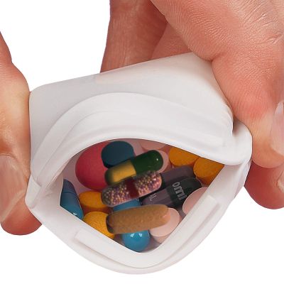 Home-X Small Pill Pouch Squeeze-Open Pill Pouch for Medicine, Earbuds, Mints & Small Essentials Portable Travel Pill Pouch with Easy Open & Secure Closure Compact Pill Pouch for Purse & Pocket