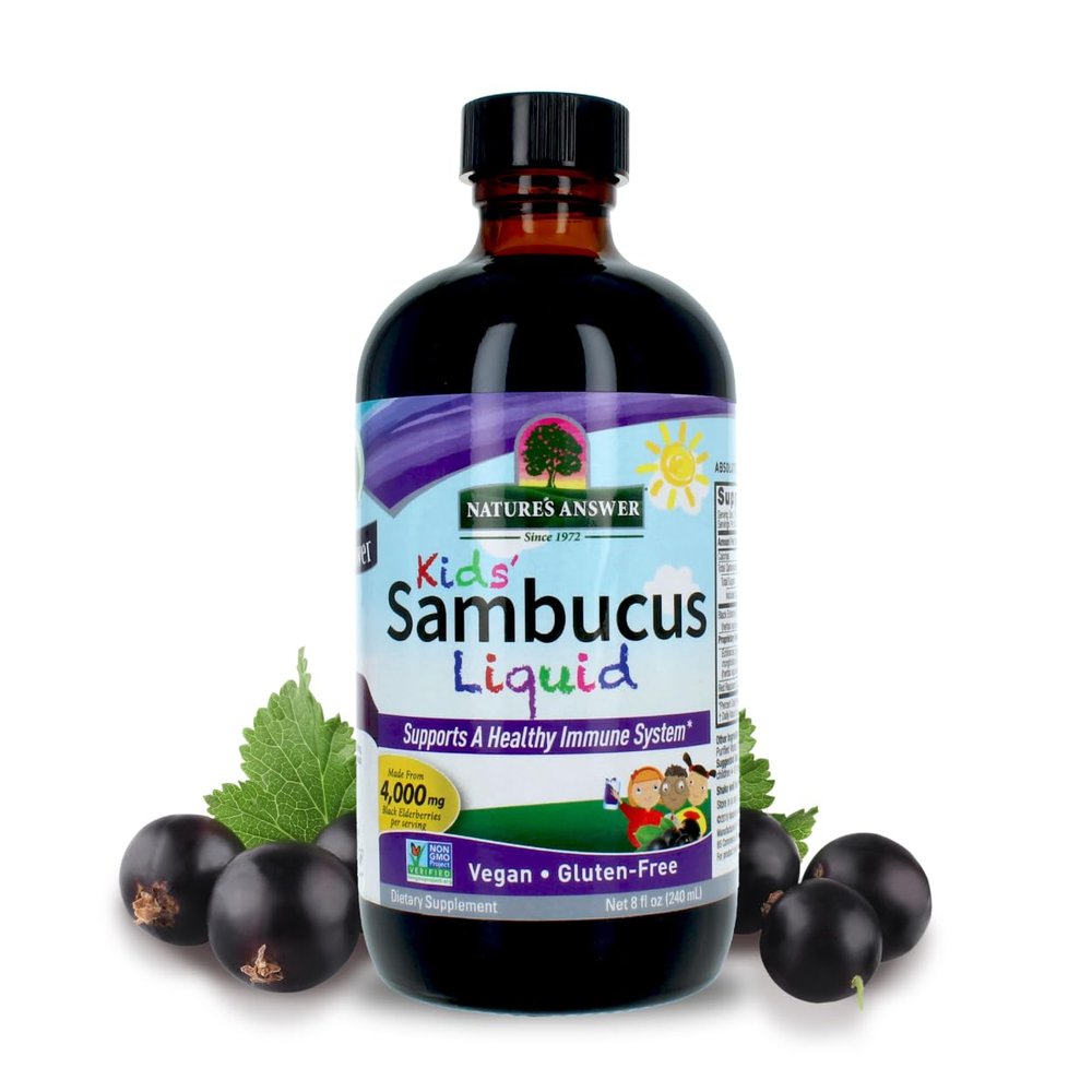 Nature's Answer Sambucus Syrup Elderberry Kids Formula, 8 Ounce | Natural Immune Booster | Taste That Kids Love | Flu Season Support | Packed with Antioxidants