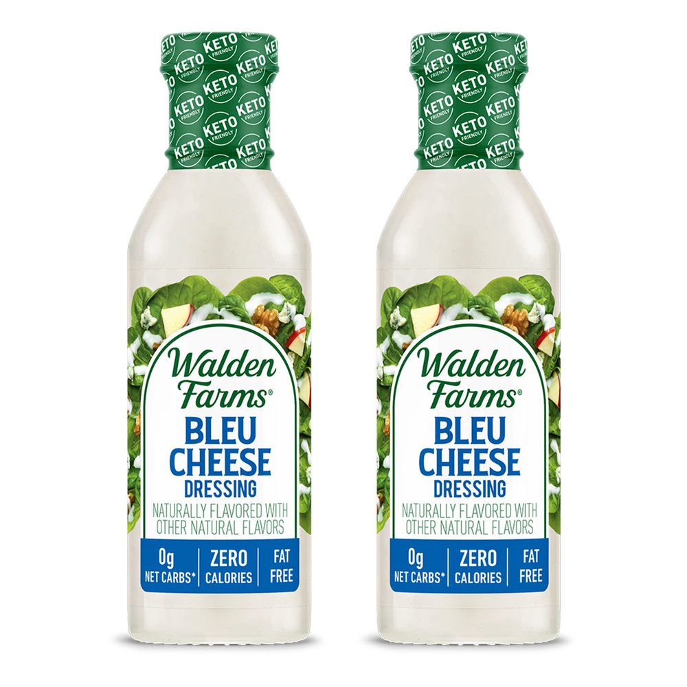 Walden Farms Bleu Cheese Dressing - Calorie-Free, Gluten-Free, Low Carb, Keto-Friendly, Sugar-Free, Rich Bleu Cheese Flavor, (12 oz Bottle x 2)