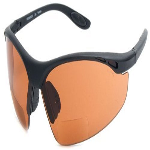 Sunglass Warehouse Campbell #206 Matte Black Frame with Amber Lenses Sunglasses Unisex Sport & Wrap-Around Reading Sunglasses Copper +1.50