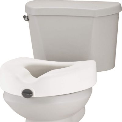 NOVA Toilet Seat Riser Adds 5 Height, Raised Toilet Seat with ON/Off Front Lock, 300 lb Capacity, Fits Standard & Elongated Toilets, Slip-Resistant Bathroom Safety Aid for Seniors