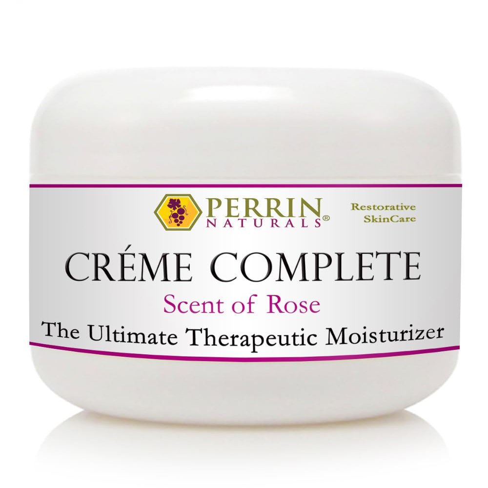 Perrin Naturals Crme Complete Scent of Rose, Dry Skin Cream & Body Moisturizer for Sensitive Skin, Face & Body, Skin Barrier Support, Comfort for Tight, Rough Dry Skin, 2 oz