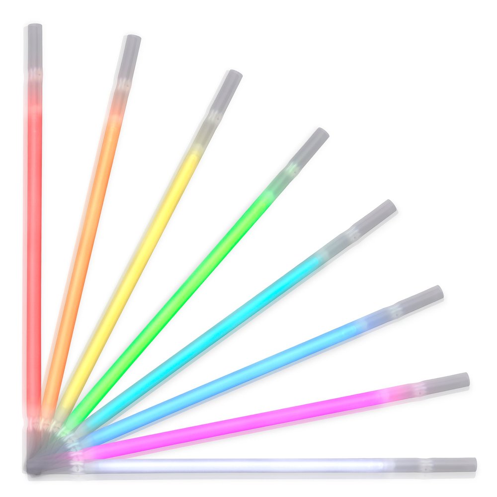 Pack of 25 Glow in the Dark Straws in Assorted Colors