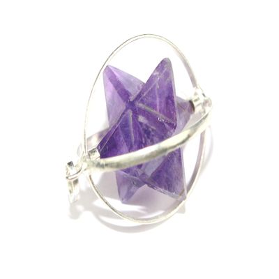 Jet Amethyst Merkaba Pendants Healing Balancing Spiritual Chakra Peotection 2 inch Long Gift Stress Relief Stone