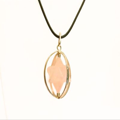 Jet Energized Rose Quartz Spinning Star Merkaba Pendant 1 inch Jet International Crystal Therapy 40 Page Booklet Chakra Balancing Treatment