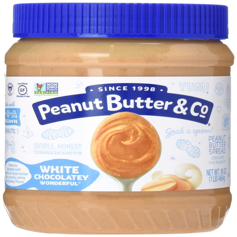 Peanut Butter & Co. White Chocolatey Wonderful Peanut Butter Spread, Vegan Friendly, Kosher, Gluten Free & Non-GMO, 16 Ounce (Pack of 6)