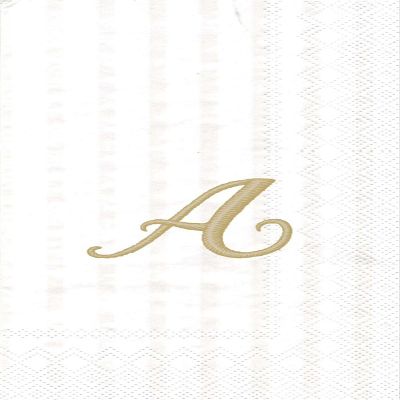 Ideal Home Range 3-Ply Paper Monogram Guest Towel, White/Gold (Pack of 2) (2, Letter A)